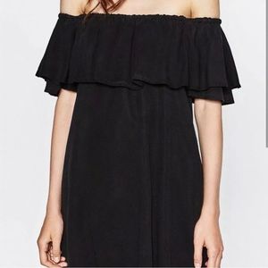 Zara Woman Denim Collection Off the Shoulder Dress